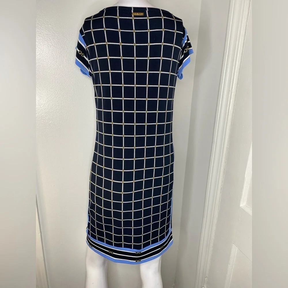 Michael Kors Chic Black and Blue Grid Dress